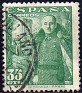 Spain - 1948 - Franco - 35 CTS - Verde - España, Franco - Edifil 1026 - General Franco y Castillo de la Mota - 0